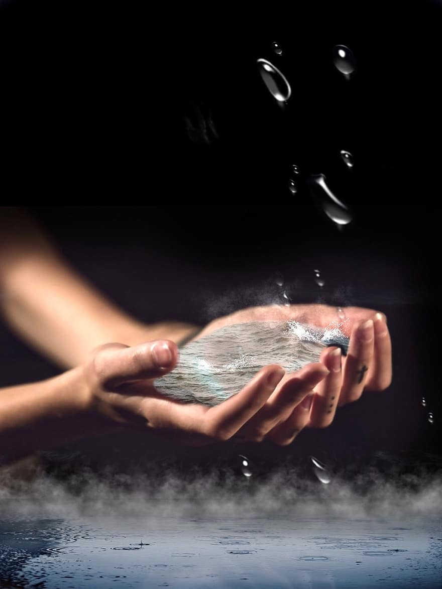 Hands, Water, Sea, Fog, Wave, Drip, Stone, Nature, Wet, Mood, Background