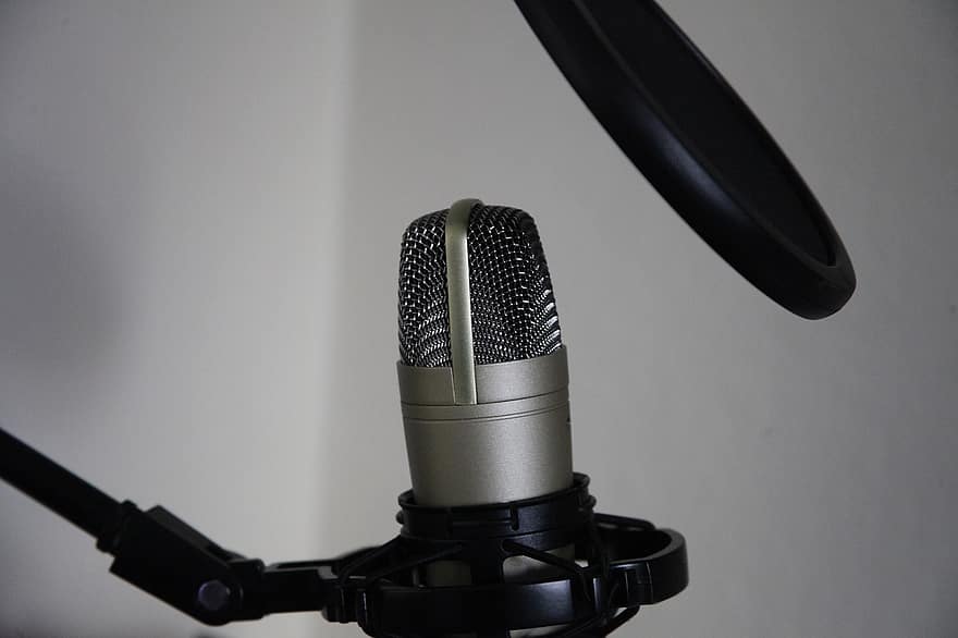 microphone, enregistrement, Podcast, l'audio, la musique, en chantant, chanter, studio, équipement, fermer, étape