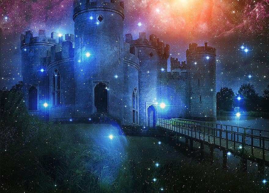 Castle, Star, Fantasy, Dream, Desire, Fiction
