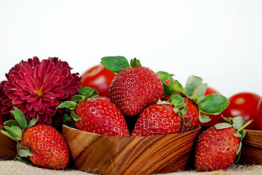 des fraises, fleur, fruits, aliments, produire, Frais, biologique, en bonne santé, nutrition