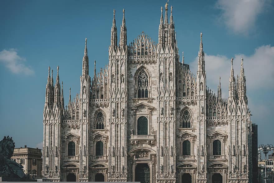 Duomo, катедрала, Милан, Италия, Миланската катедрала, църква, фасада, архитектура, готически, религия, исторически