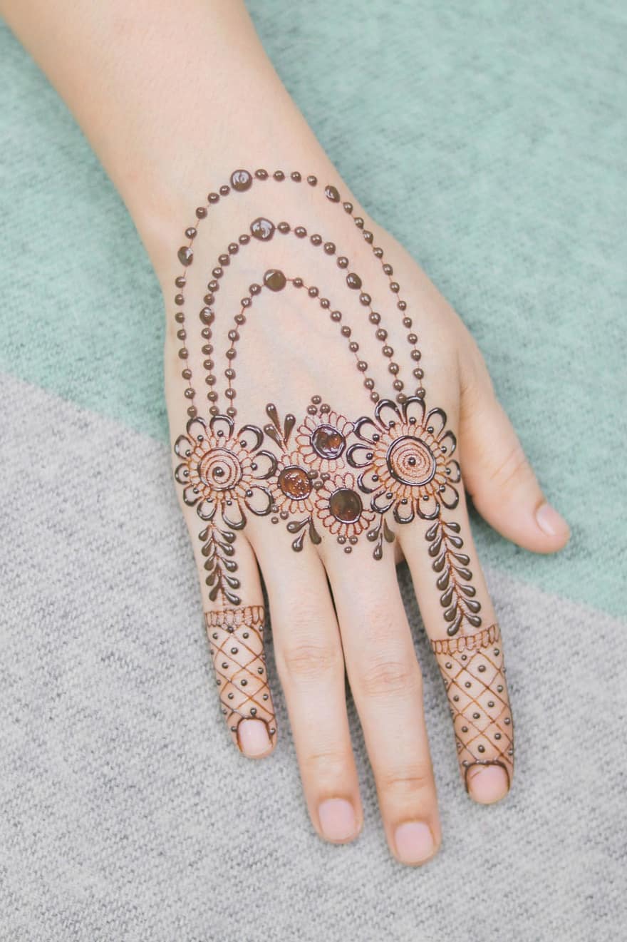 mão, pele, tatuagem, nupcial, noiva, cor, moda, fêmea, hena, Índia, indiano