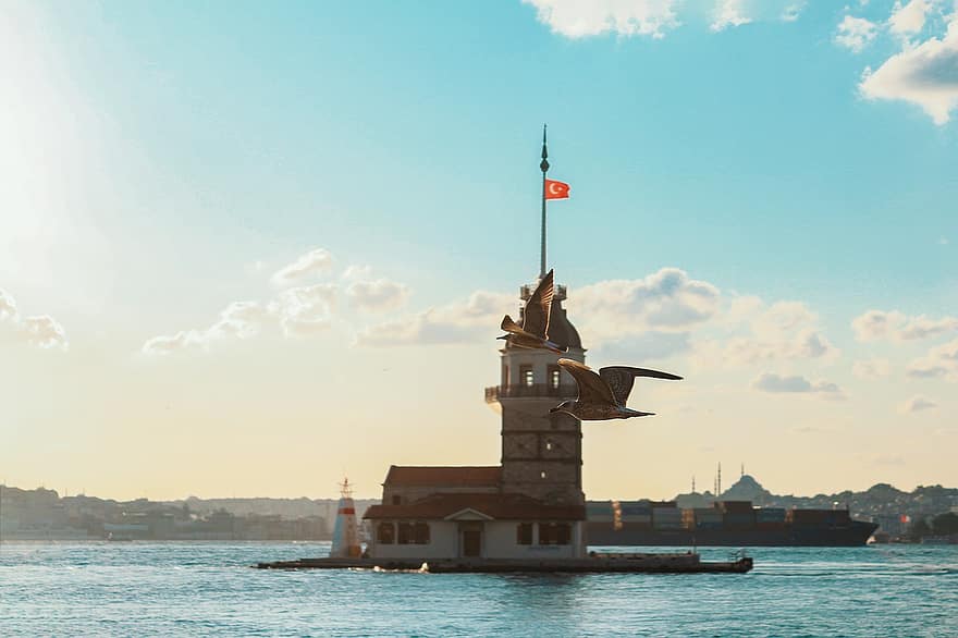 la torre de soltera, kiz kulesi, illa, torre, illot, mar, oceà, estret, històric, referència, üsküdar