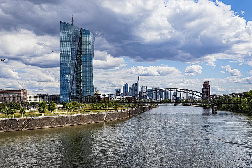 frankfurte, debesskrāpis, eiro, galvenais, galvenā metropole, ēka