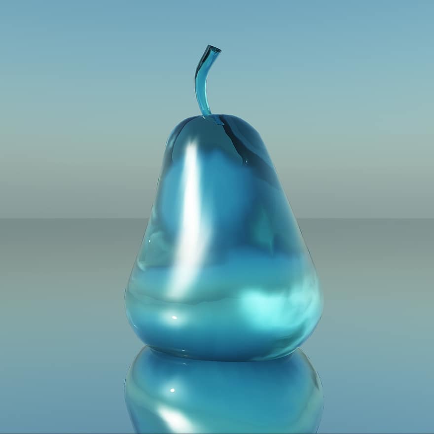 Blue Glass, Pear, Glass Base, Reflection, Fruit, Glass Fruit, Fruit And Vegetables