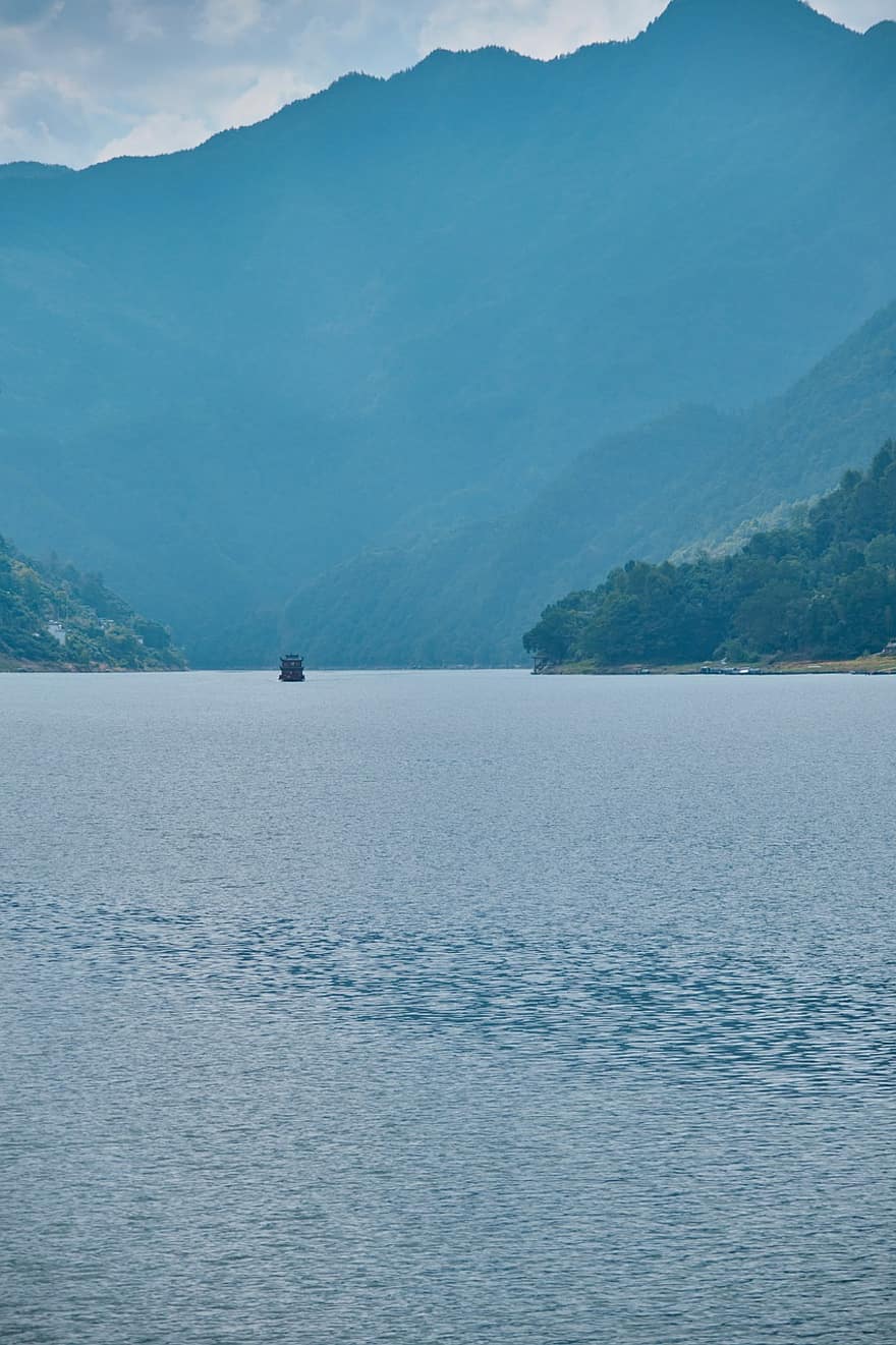 lago, naturaleza, viaje, exploración, al aire libre, Xin'anjiang, bote