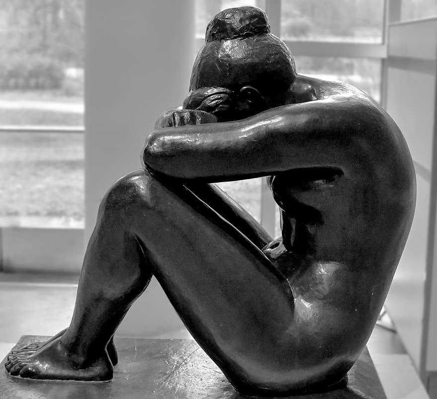 Sculpture, People, Statue, Woman, Grief, Young, Girl, Female, Bronze, Museum, Culture