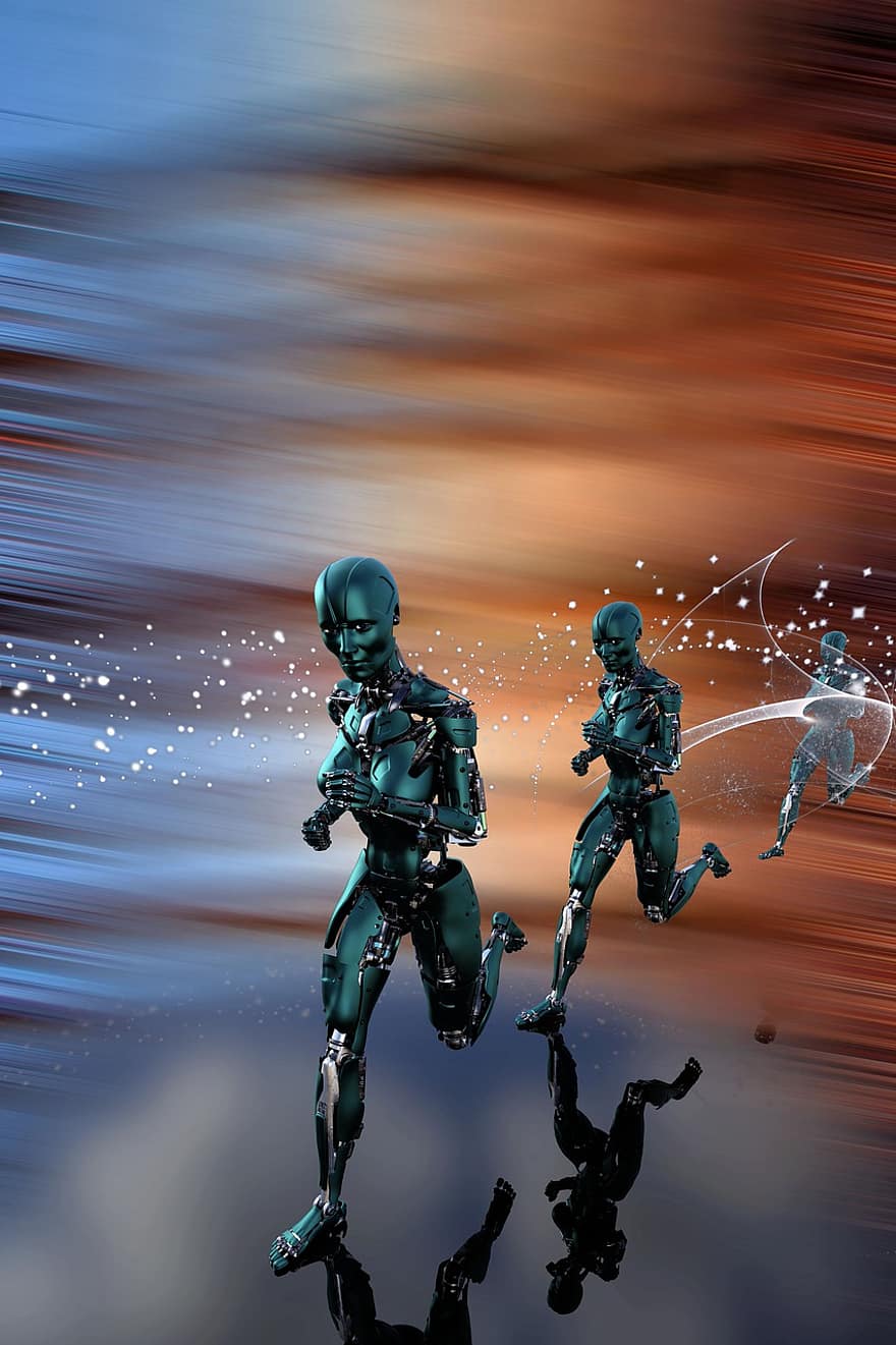 robot, courir, Android, cyborg, femme, robotique, vers l'avant, La technologie, humanoïde, femelle