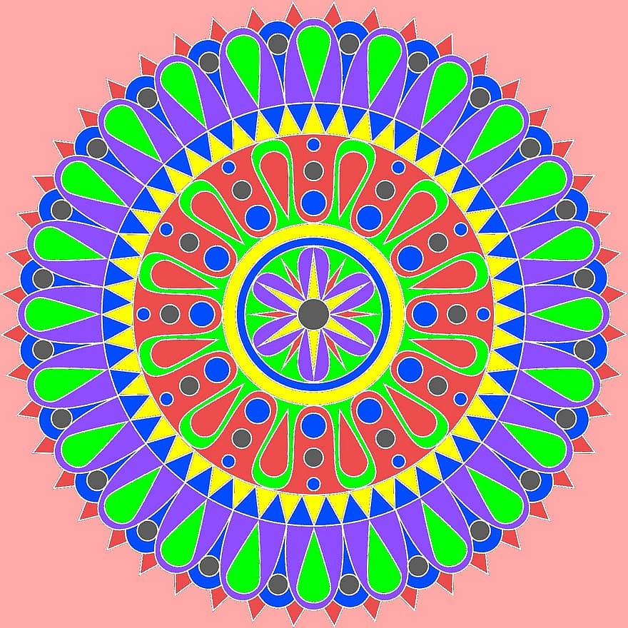 mandala, kolorowy, okrągły, cyfrowy, symbol, okrąg, twórczy