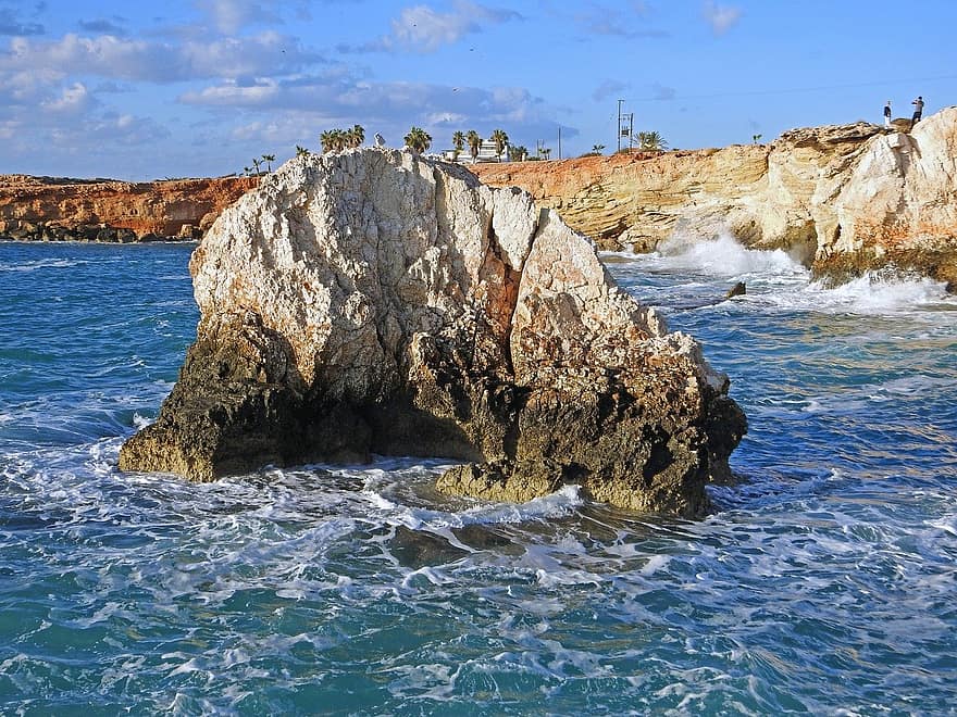 klippe, hav, kyst, formation, natur, landskab, ayia napa, kystlinje, vand, klint, blå