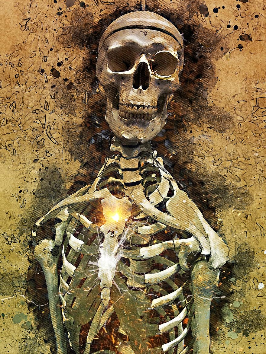 crani, ossos, esquelet, Ossos del crani, mort, disseny, horror, Halloween, por, steampunk, Disseny marró