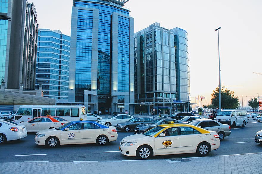 biler, bygninger, Trafik, vej, gade, by, by-, arkitektur, Dubai, bil, transportmidler