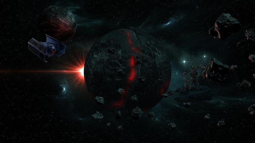 Planet, Robot, Space Ship, Space, Explosions, Fantasy, science, astronomy, galaxy, nebula, star