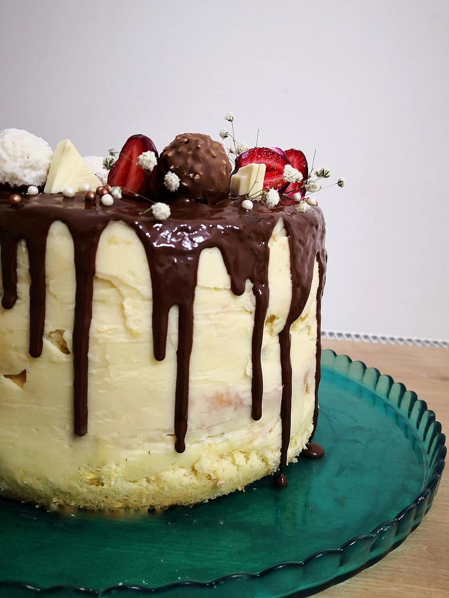 десерт, торт, солодкий, шоколад, полуниця