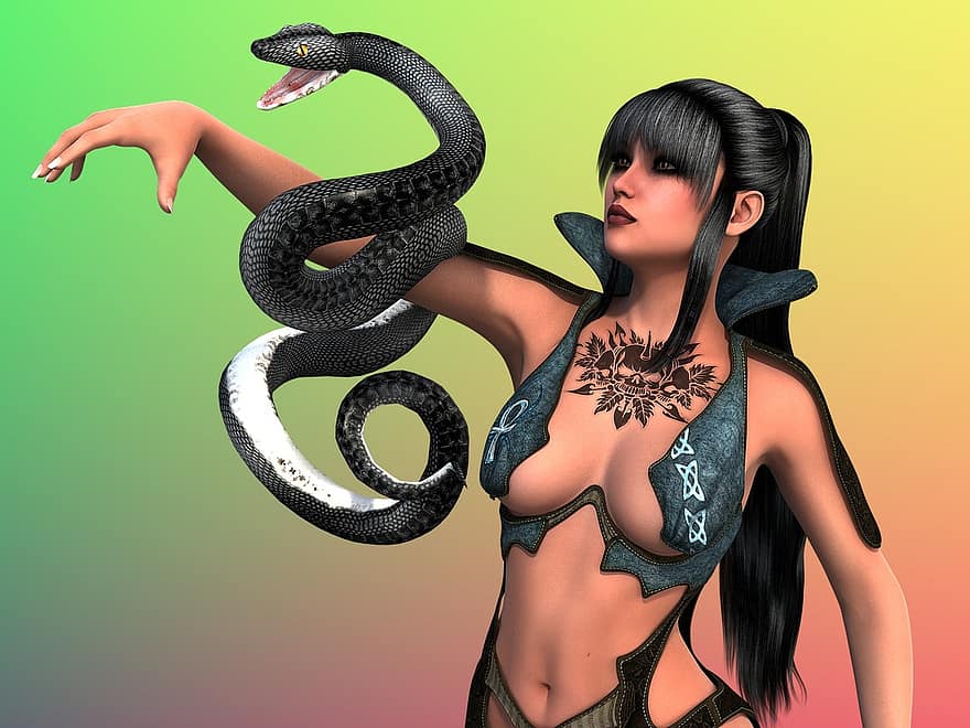 Woman, Snake