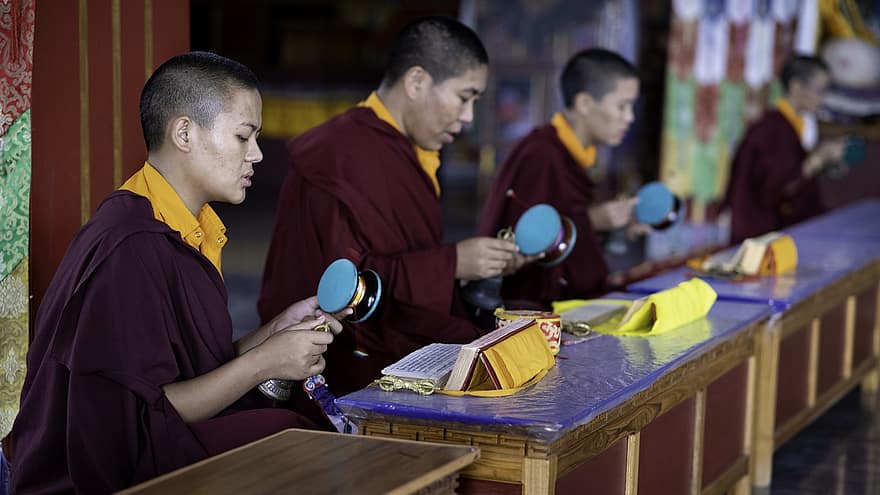budista, monasterio, budismo, monjes