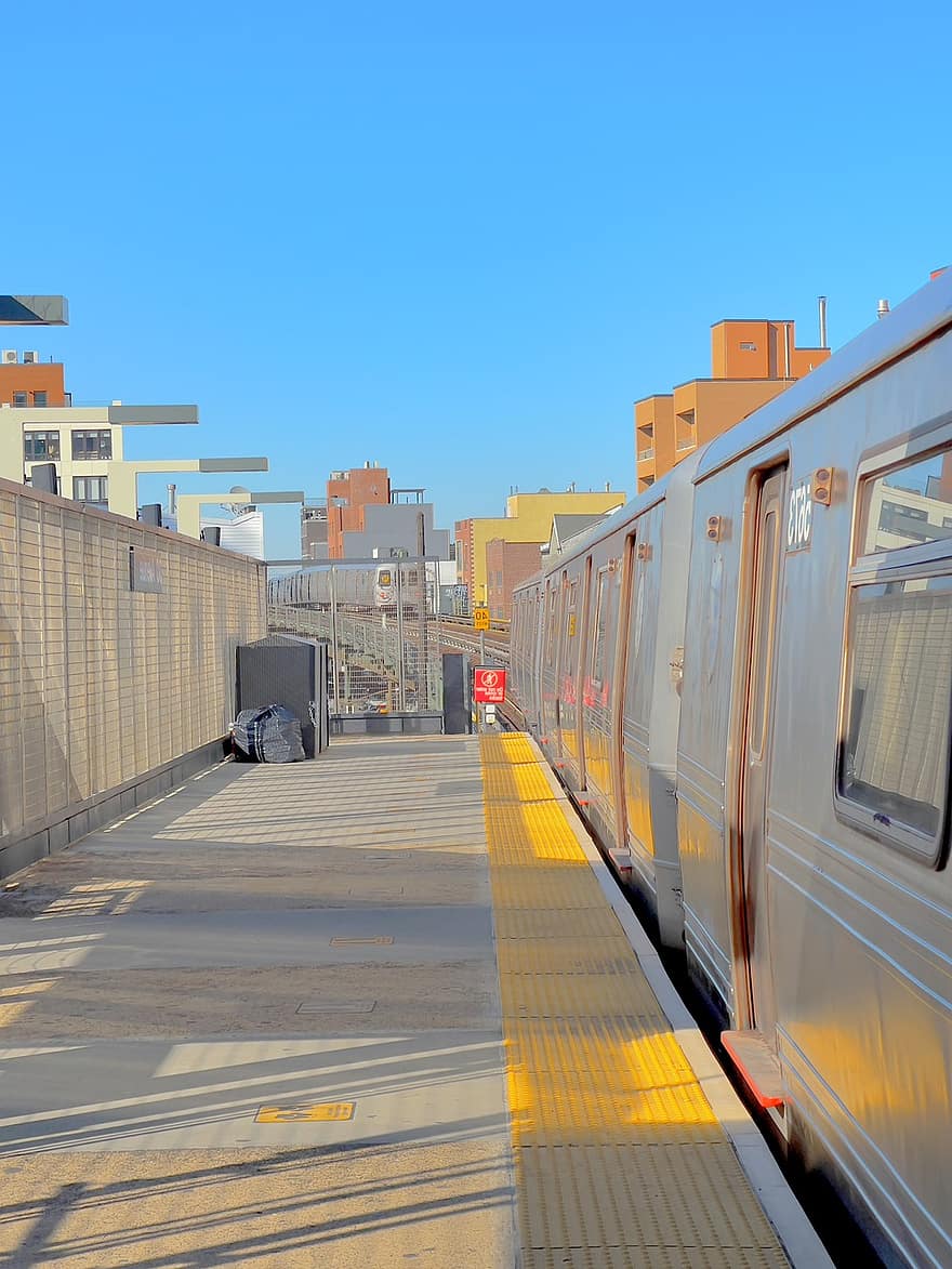 tog, by, new york, undergrunnsbanen, metro, New York City, T-banestasjon, togstasjon