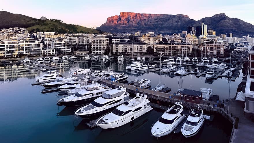 yacht, Havn, båd, sejlbåde, beboelse, lejlighed, udendørs, panorama, panoramisk, bjerg, bygning