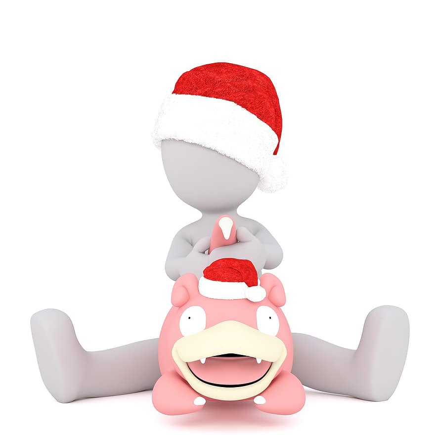 maschio bianco, Modello 3d, 3d, modello, Natale, cappello da Babbo Natale, figura, tutto il corpo, bianca, isolato, Clefairy