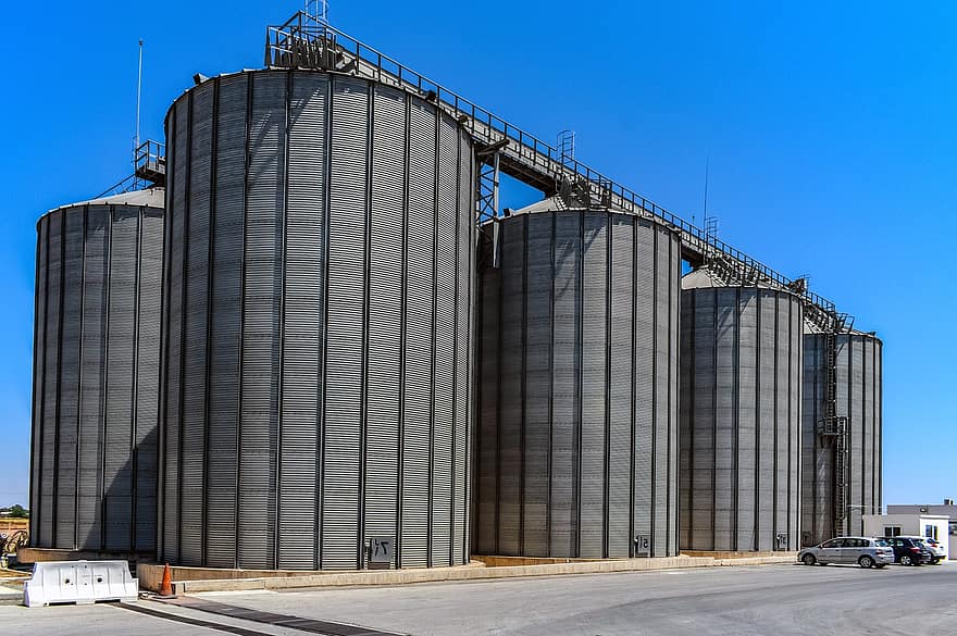 Silo, Industry, Tower, Storage, Industrial, Tank, Factory, Architecture, Agricultural, Metallic, Silver