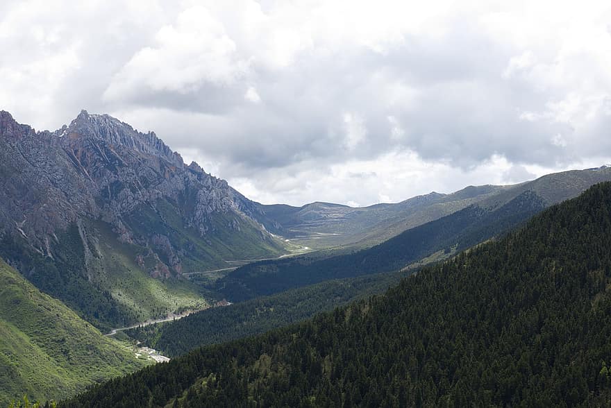Alpine, Mountains, Valley, Scenery, Nature, Peak, Forest, Trees, Landscape, Summit