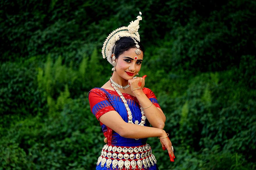여자, 춤추는 사람, 복장, 전통적인, 댄스, 네팔, 고전, 문화, 사람들, 카트만두, 영성