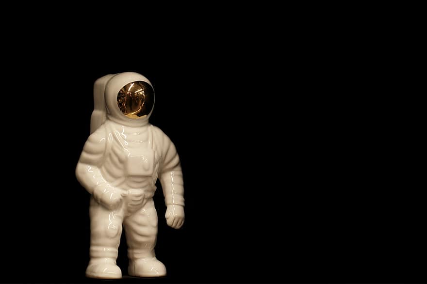 astronauta, garnitur, przestrzeń, wszechświat, galaktyka, astronomia, strój astronauta, spacer kosmiczny, zabawka, Plastikowy, czarne tło