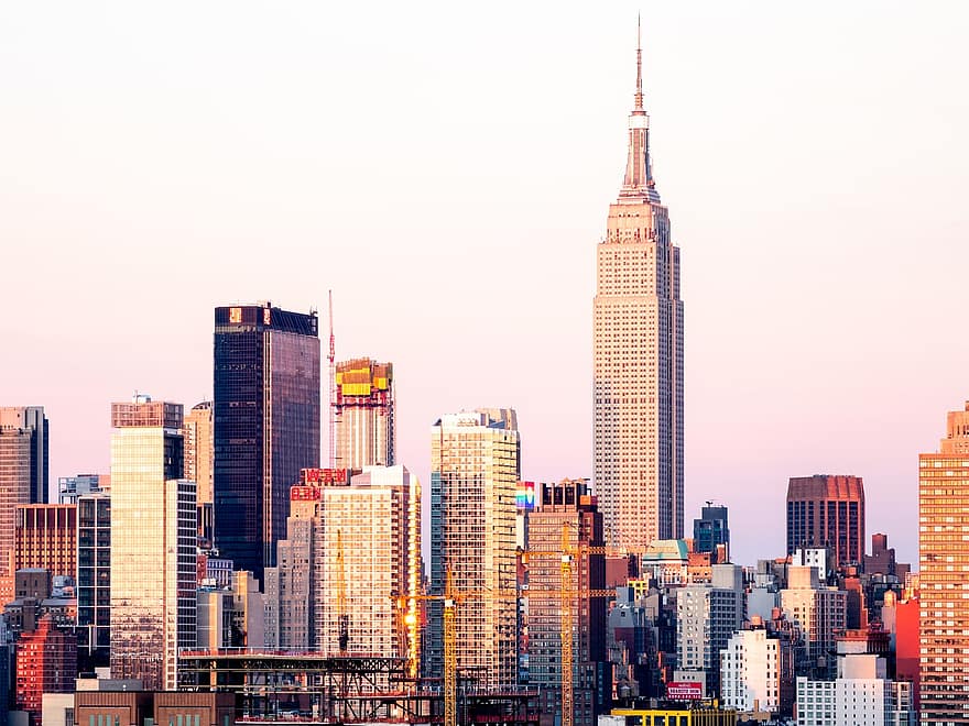 New York, Empire State Building, città, Manhattan, paesaggio urbano, orizzonte, torri, grattacieli, edifici, nyc, stati Uniti