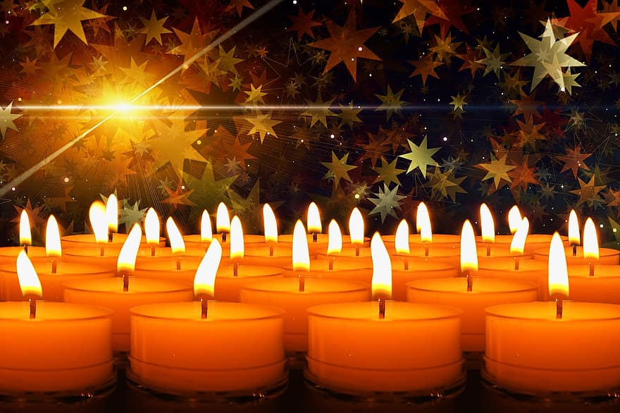 свещи, Коледа, звезда, фестивал, светлина, восък, свещник, фитил, романтика, настроение, светлини за чай
