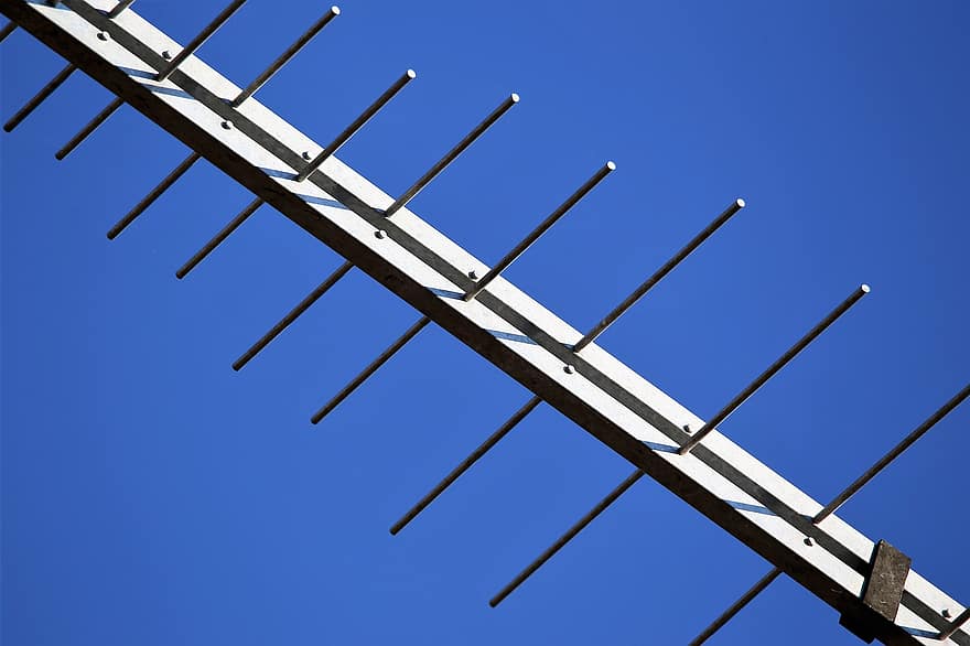 TV 안테나, 과학 기술, 텔레비전, 통신, 연결, 신호, 미디어, 방송, 파란 하늘