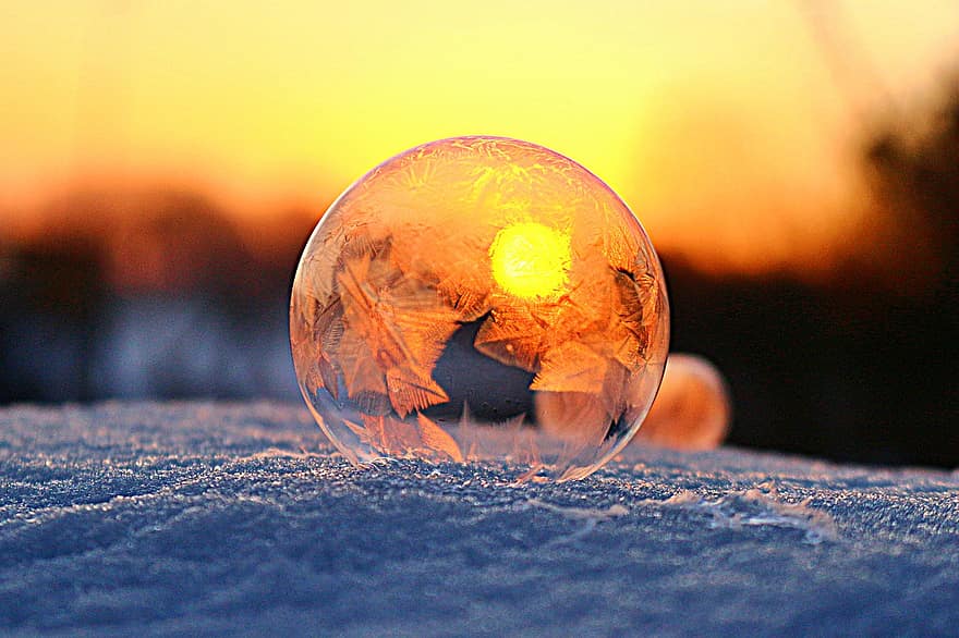Blase, gefroren, Winter, Schnee, kalt, Eis, Eiskristalle, winterlich, Frost, gefrorene Blase, Seifenblase