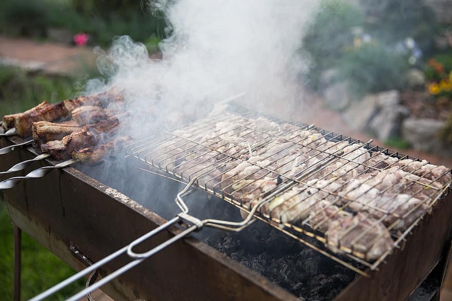 Food, Barbecue, Beef, Grill, Bbq, Grilling, Cooking, Char-grilled, Chop, Close-up, Coal