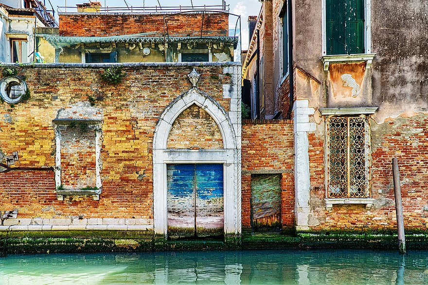 miestuose, Venecija, atostogos, Italija, miestas, architektūra, vanduo, kanalas, sienos, menas, fotografija
