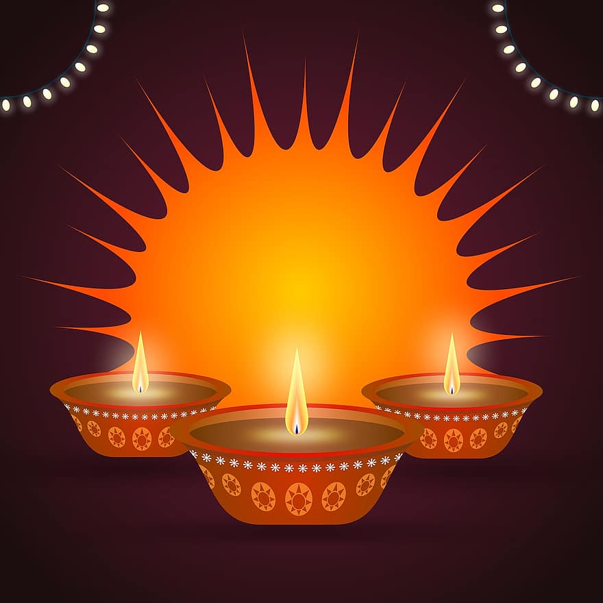 Deepawali, les lampes, Contexte, Festival, Diwali, diya, lampes à huile, Lampes allumées, lumière diffuse, lumière, flamme