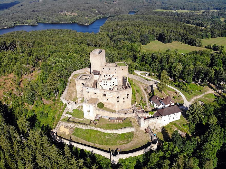 slot, Skov, reservoir, Landstein, Tjekkiet, bohemia, arkitektur, Kristendom, berømte sted, historie, gammel