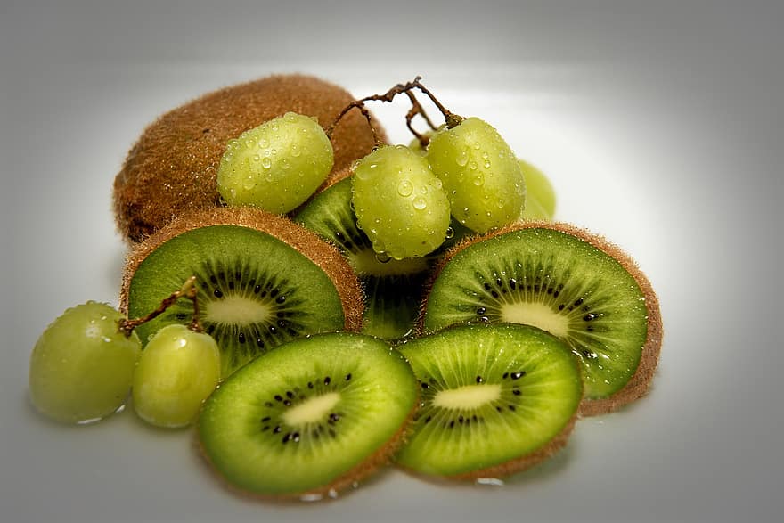 kiwi, raïm, fruita, sucós, vitamina, saludable
