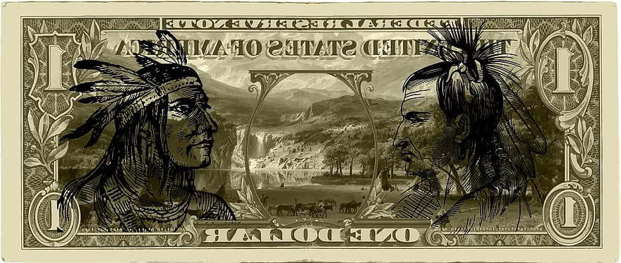 ASV, dolārs, indiāņi, native american, pasaules varu, paplašināšanās, izplatīties, bagātību, naudu, banka, Piezīme
