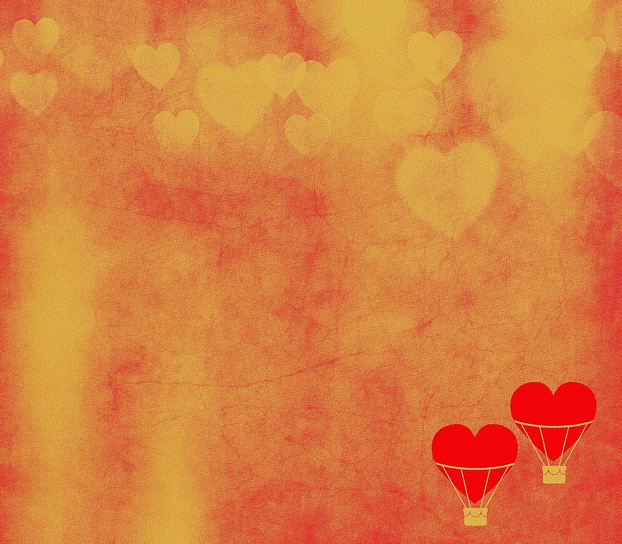 Hearts, Hot Air Balloons, Background, Copy Space, Texture, Love, Scrapbooking, Wallpaper, Decorative, Ornament, Card