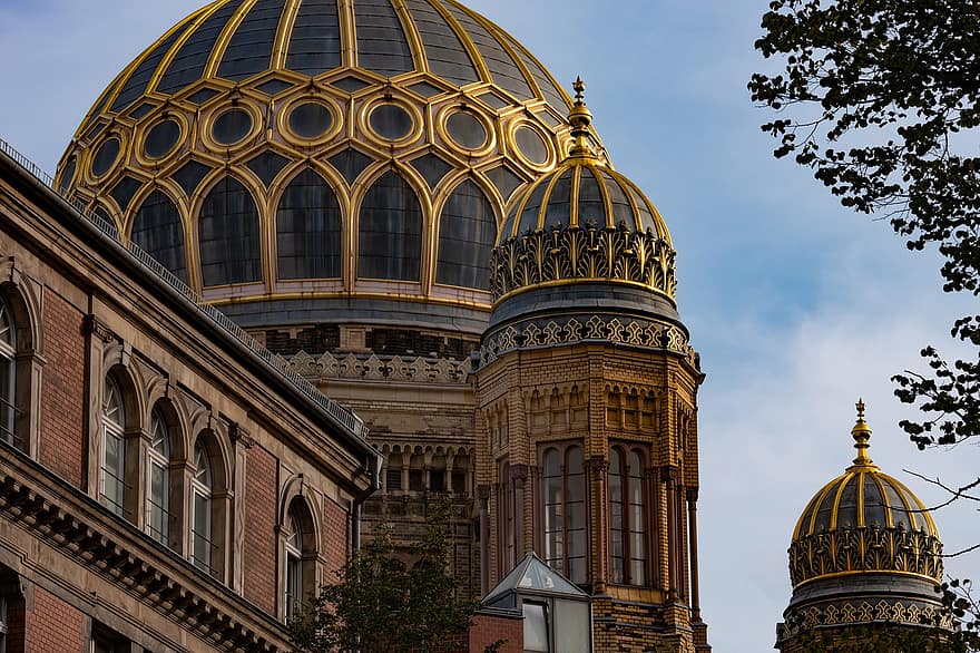 синагога, Берлин, сграда, исторически, купол, религия, вяра, еврейски