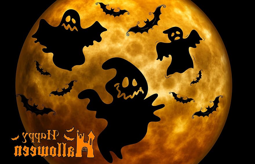 Halloween, fantôme, bizarre, surréaliste, atmosphère, terrifiant, silhouette, Joyeux Halloween