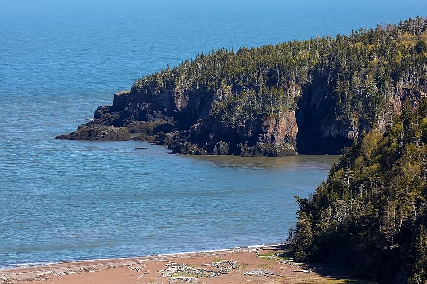 Ocean, Island, Coast, Shore, Cape Chignecto, Nova Scotia, cliff, coastline, water, rock, landscape