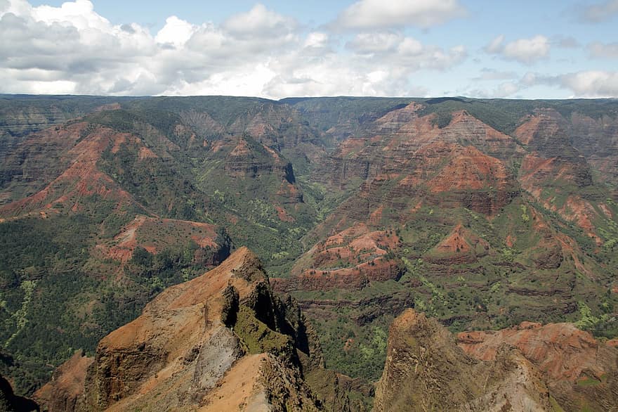 kanjonas, waimea canyon, kauai, hawaii, kalnai, geologija, usa, erozija