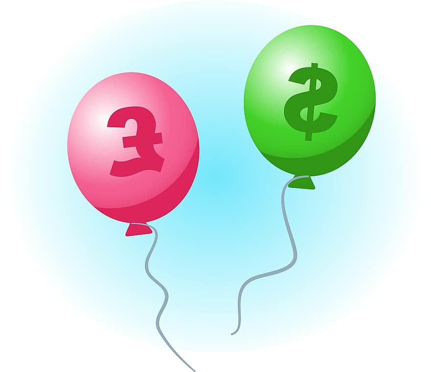 Money, Finance, Financial, Dollar, Pound, Sterling, Inflation, Balloons, Business, Currency, Investment