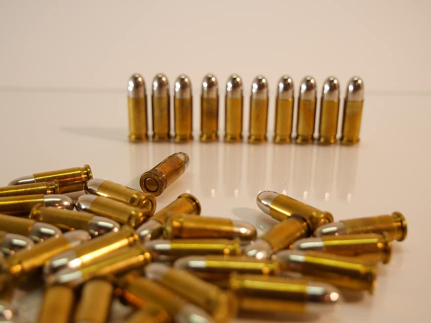 bullets, munitie, metaal, wapen, vuurwapen, patroon, pistool, goud