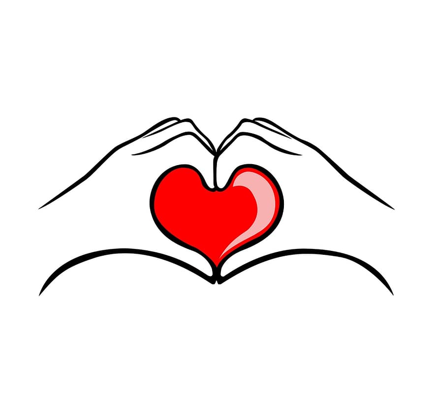 hart-, hart hand teken, hart symbool, symbool, Liefde geven, Valentijn, liefde, romantisch, paar, dank geven, hand-