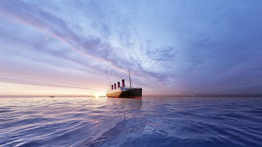 захід сонця, океану, корабель, море, схід сонця, природи, круїз, 3D візуалізації, морське судно, води, транспортування