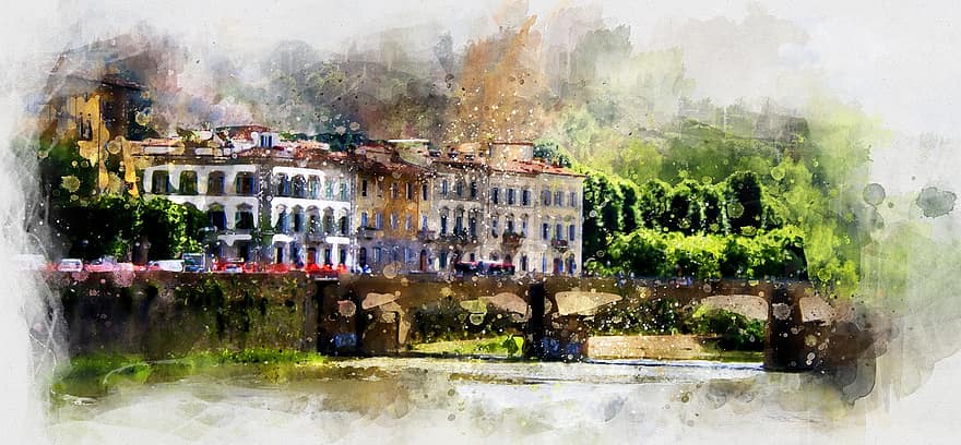 akvarelis, Itālija, zīmējums, ceļot