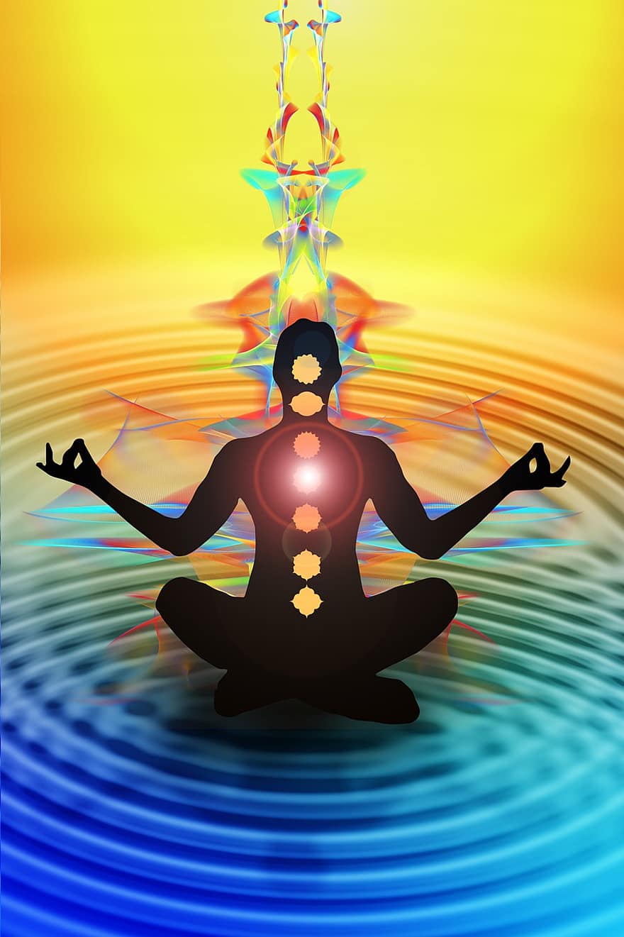 chakrat, meditaatio, esoteerinen, Energiakeskukset, ruumis, keskusta, jooga, juuri chakra, sakraakakakra, auringon plexus chakra, sydämen chakra
