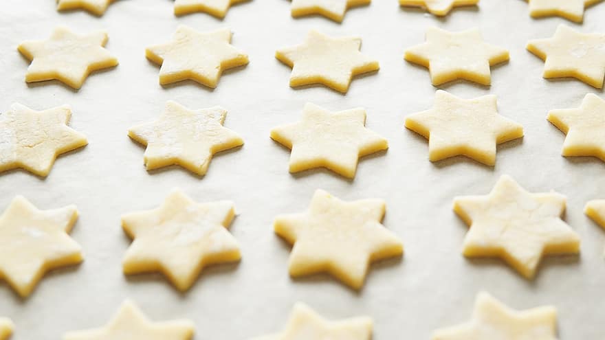 estrelas de natal, biscoitos, massa, farinha, assadeira, biscoitos de manteiga, Comida, cozimento, Biscoitos natalinos, pastelaria, Doces