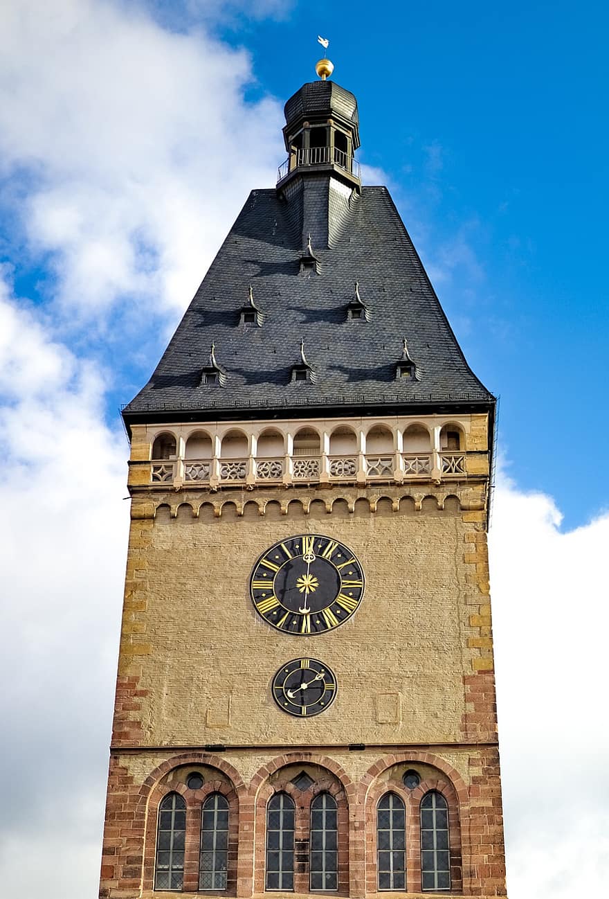wieża, stara brama, architektura, chmury, Stara Brama Speyera, chrześcijaństwo, znane miejsce, religia, historia, zegar, kultury